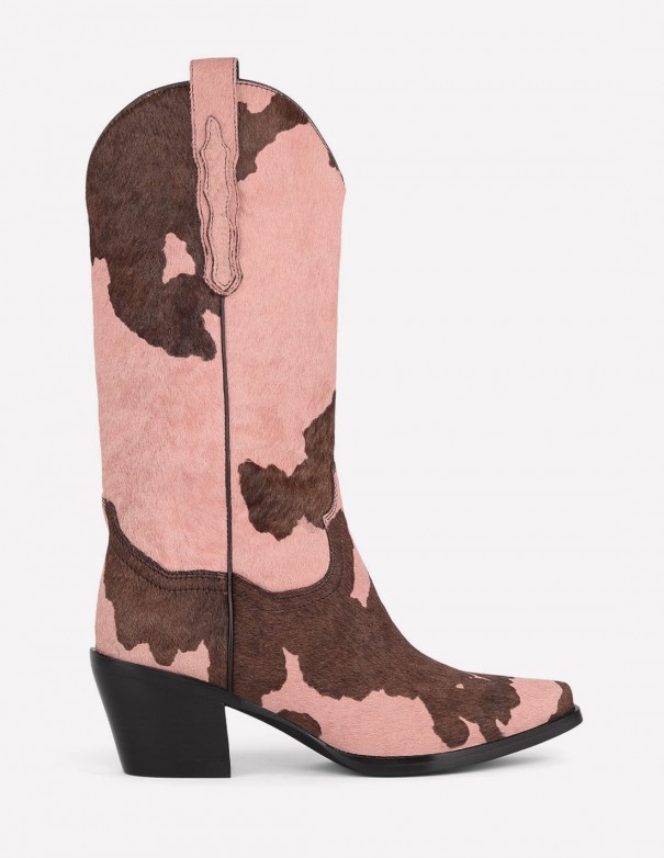 Jeffrey Campbell Dagget-F Pink Brown Cow  - Botas altas