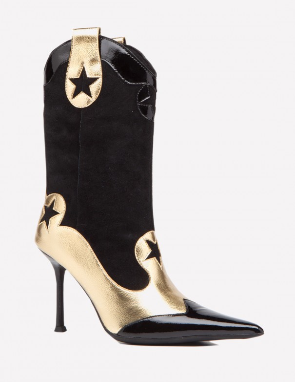 Jeffrey Campbell Ace Hight Gold Black  - Botas altas