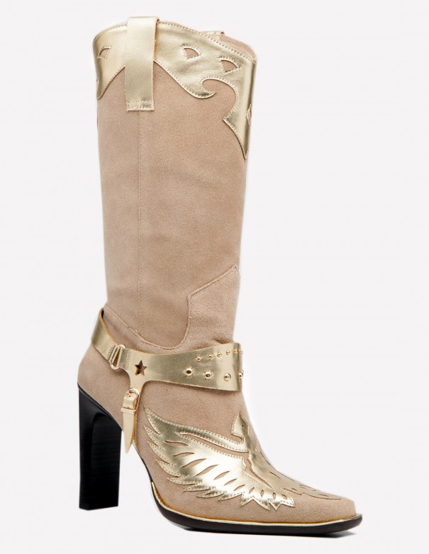 Jeffrey Campbell Hateful-8 Natural Gold  - Botas altas