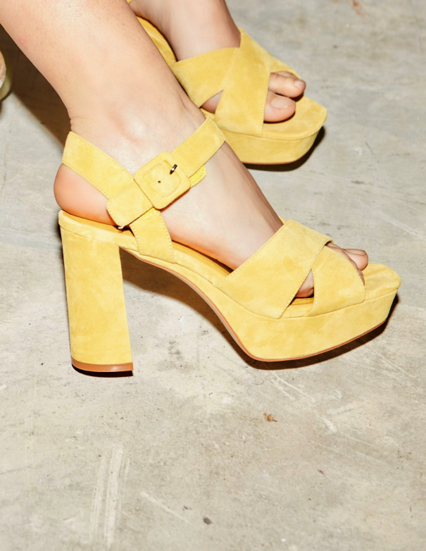 Jeffrey Campbell Sandalias Amma Yellow Suede - Sandalias